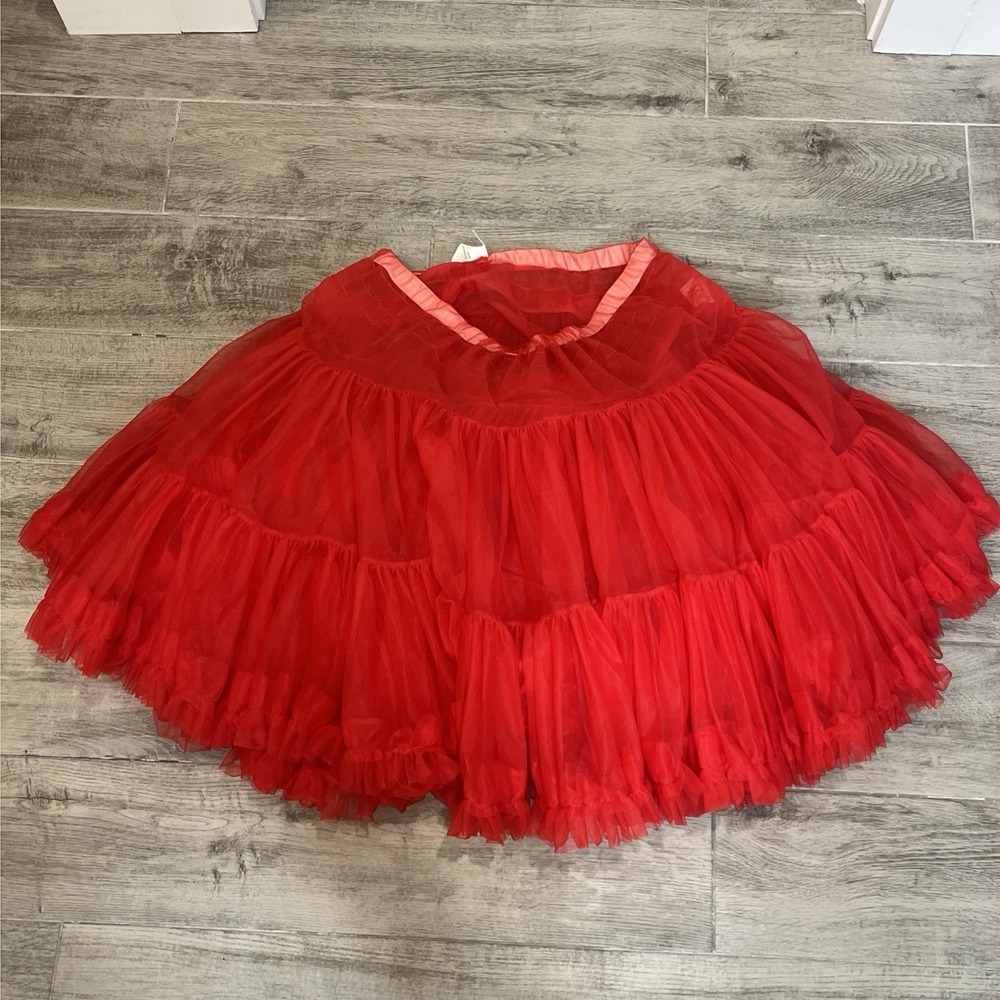 Vtg 60's Malco Modes Red Ruffled Tiered Skirt Square Dance Country Western Sz M